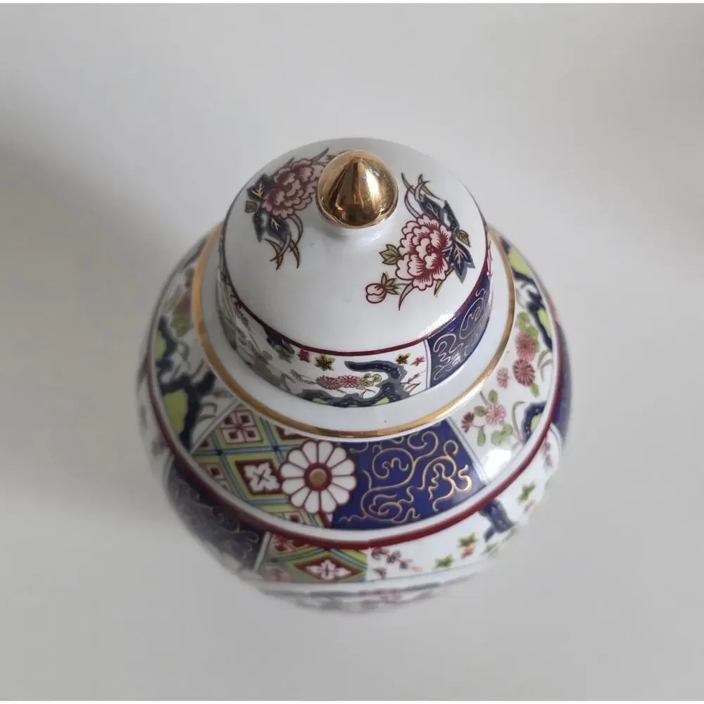 Imari Empress Ginger Jar Urn with Lid Porcelain Floral Vase 8